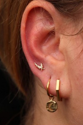 Läppchen-Piercings in unterschiedlichen Platzierungen